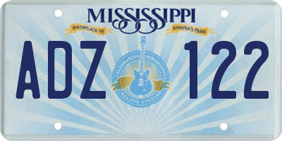 MS license plate ADZ122