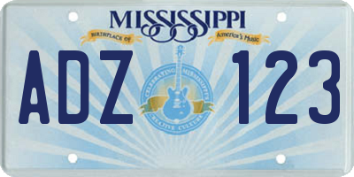 MS license plate ADZ123