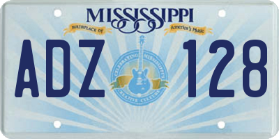 MS license plate ADZ128