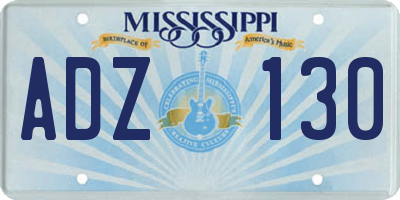MS license plate ADZ130