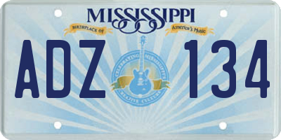 MS license plate ADZ134