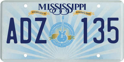 MS license plate ADZ135