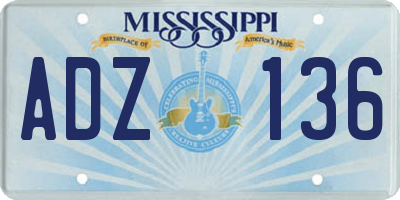 MS license plate ADZ136