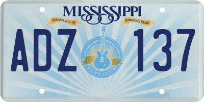 MS license plate ADZ137