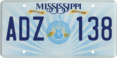 MS license plate ADZ138