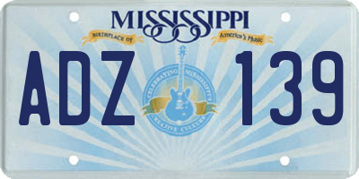 MS license plate ADZ139