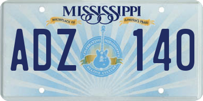 MS license plate ADZ140