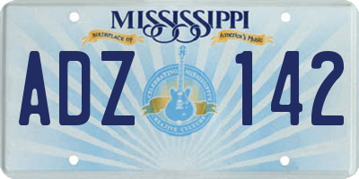 MS license plate ADZ142