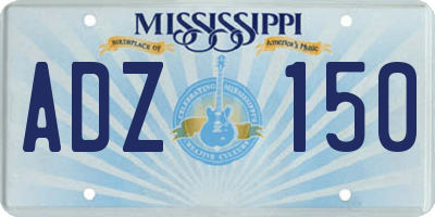 MS license plate ADZ150