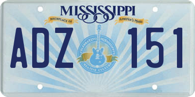 MS license plate ADZ151
