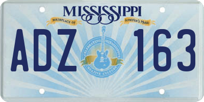 MS license plate ADZ163