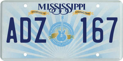 MS license plate ADZ167