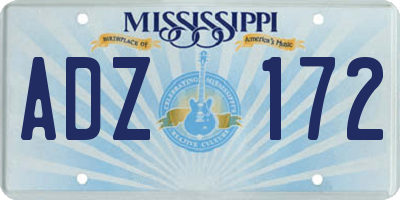 MS license plate ADZ172