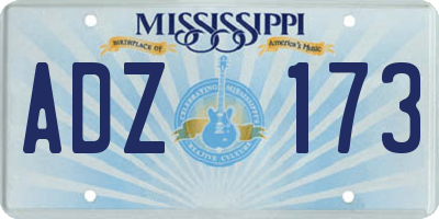 MS license plate ADZ173