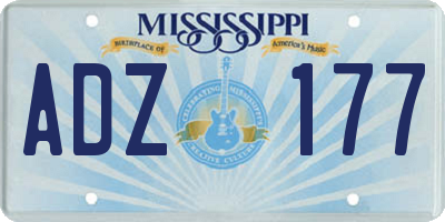 MS license plate ADZ177