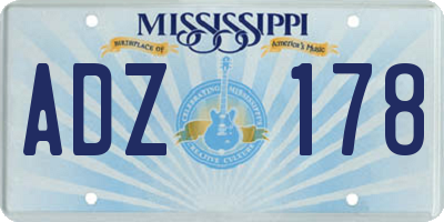 MS license plate ADZ178