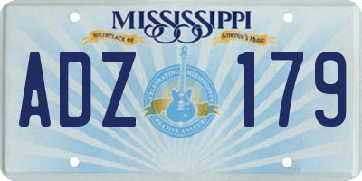 MS license plate ADZ179
