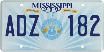 MS license plate ADZ182