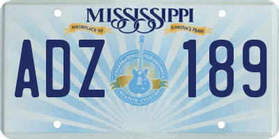 MS license plate ADZ189