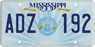 MS license plate ADZ192