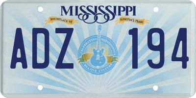 MS license plate ADZ194