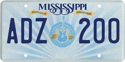 MS license plate ADZ200