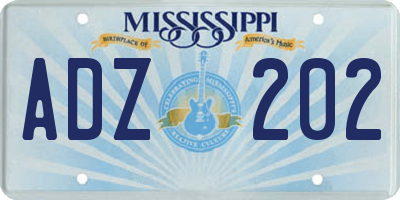 MS license plate ADZ202