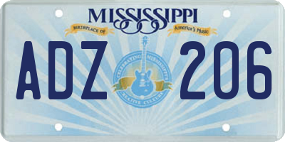 MS license plate ADZ206