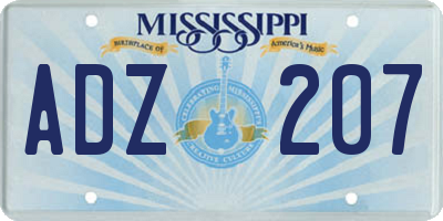 MS license plate ADZ207