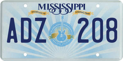 MS license plate ADZ208