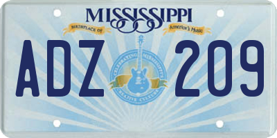 MS license plate ADZ209