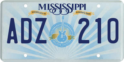 MS license plate ADZ210
