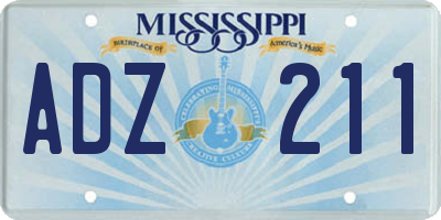 MS license plate ADZ211