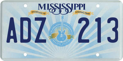 MS license plate ADZ213