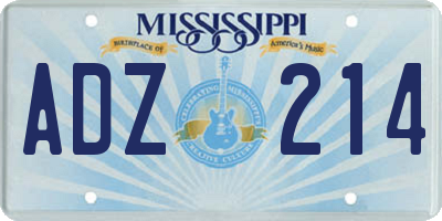 MS license plate ADZ214