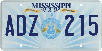 MS license plate ADZ215
