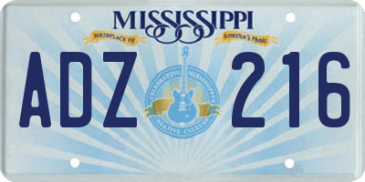 MS license plate ADZ216