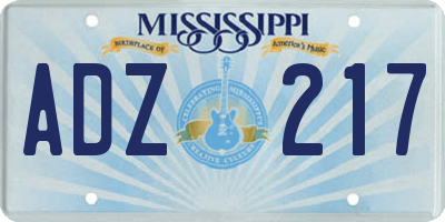 MS license plate ADZ217