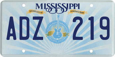 MS license plate ADZ219
