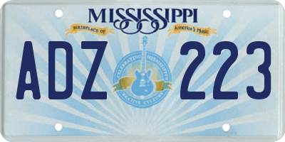 MS license plate ADZ223