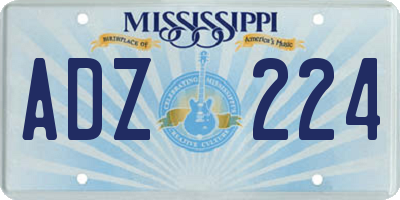MS license plate ADZ224