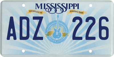 MS license plate ADZ226