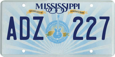 MS license plate ADZ227
