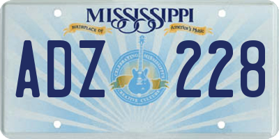 MS license plate ADZ228