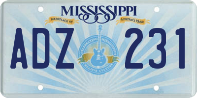 MS license plate ADZ231
