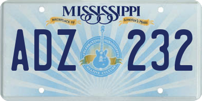 MS license plate ADZ232