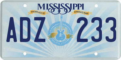 MS license plate ADZ233