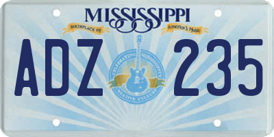 MS license plate ADZ235