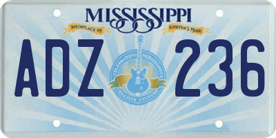 MS license plate ADZ236