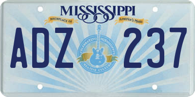 MS license plate ADZ237